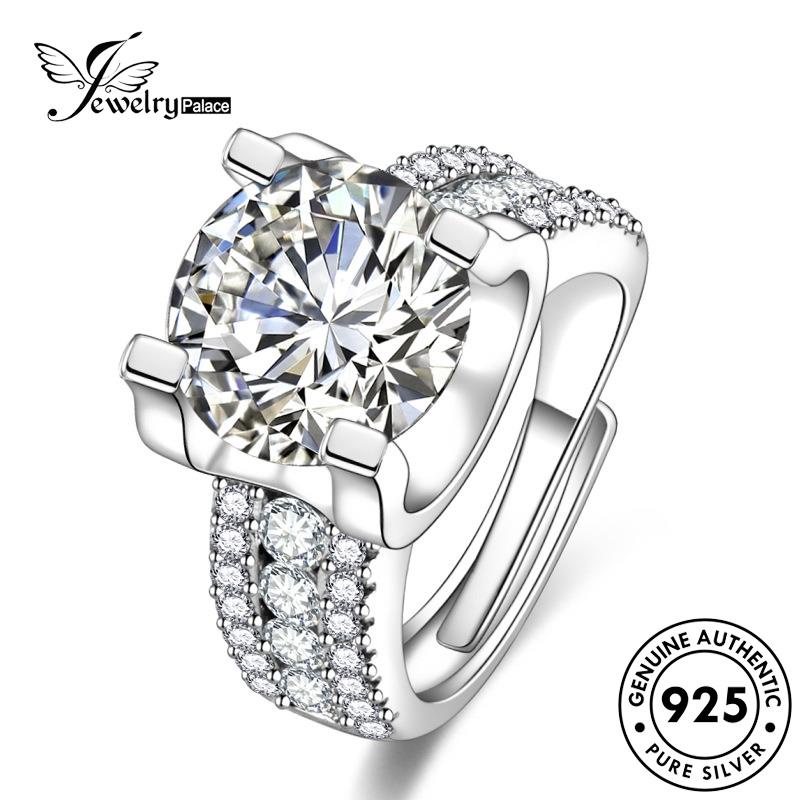 Jewelrypalace Cincin Perak Berlian Wanita Tau Mewah Moissanite925 Asli R1304