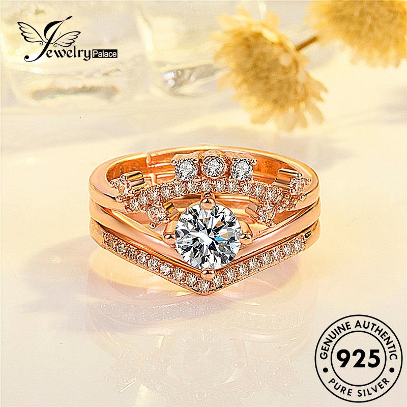 Jewelrypalace Cincin Emas Couple Moissanite Berlian Silver Mahkota Kreatif925Asli R1368