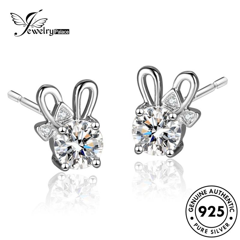 Jewelrypalace925 Asli Berlian Tusuk Bunny Perak Anting Wanita Moissanite E16