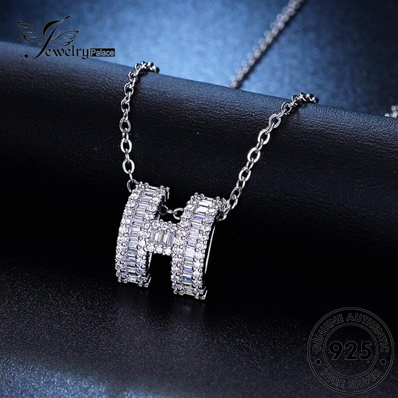 Jewelrypalace Kalung Huruf Asli Moissanite Emas Wanita H925 Perak Berlian N26