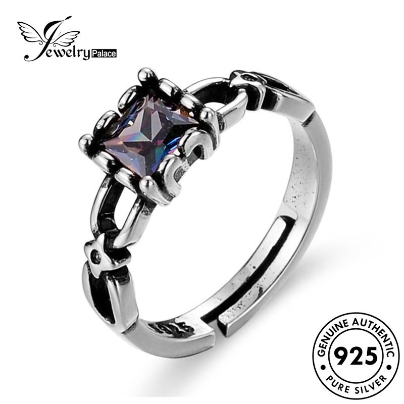 Jewelrypalace 925kotak Asli Batu Akik Cincin Wanita Retro Perak R9