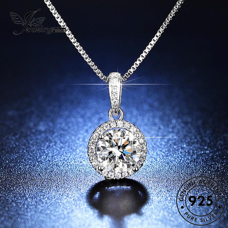 Jewelrypalace Perak Fashion925 Berlian Moissanite Wanita Kalung Bulat Asli N95
