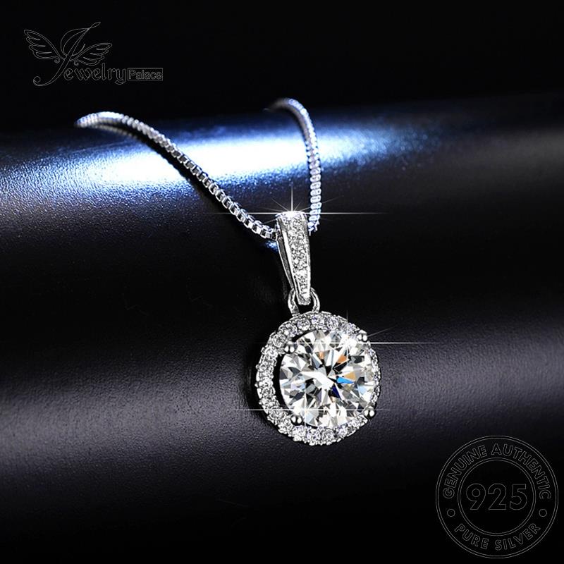 Jewelrypalace Perak Fashion925 Berlian Moissanite Wanita Kalung Bulat Asli N95