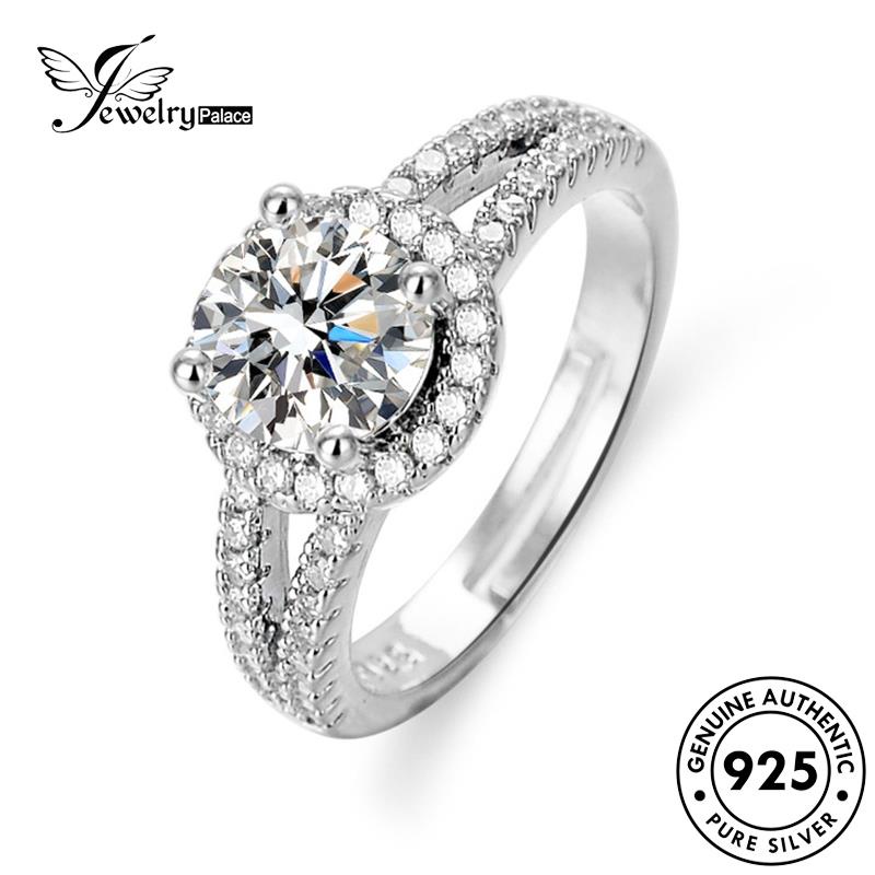 Jewelrypalace Moissanite Wanita Klasik Perak925 Asli Cincin Berlian Bulat R107