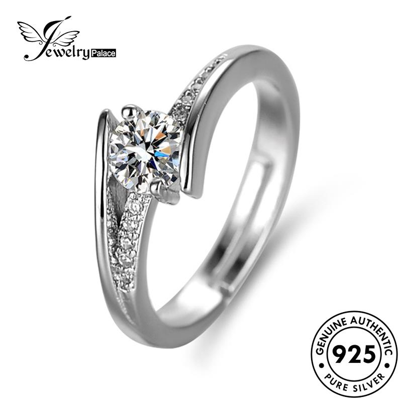 Tempat Perhiasan Wanita925 Cincin Perak Asli Klasik Moissanite Berlian R135