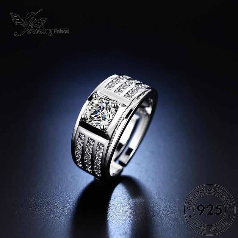 Jewelrypalace Cincin Temperamen Berlian Asli Pria Moissanite925 Perak R374
