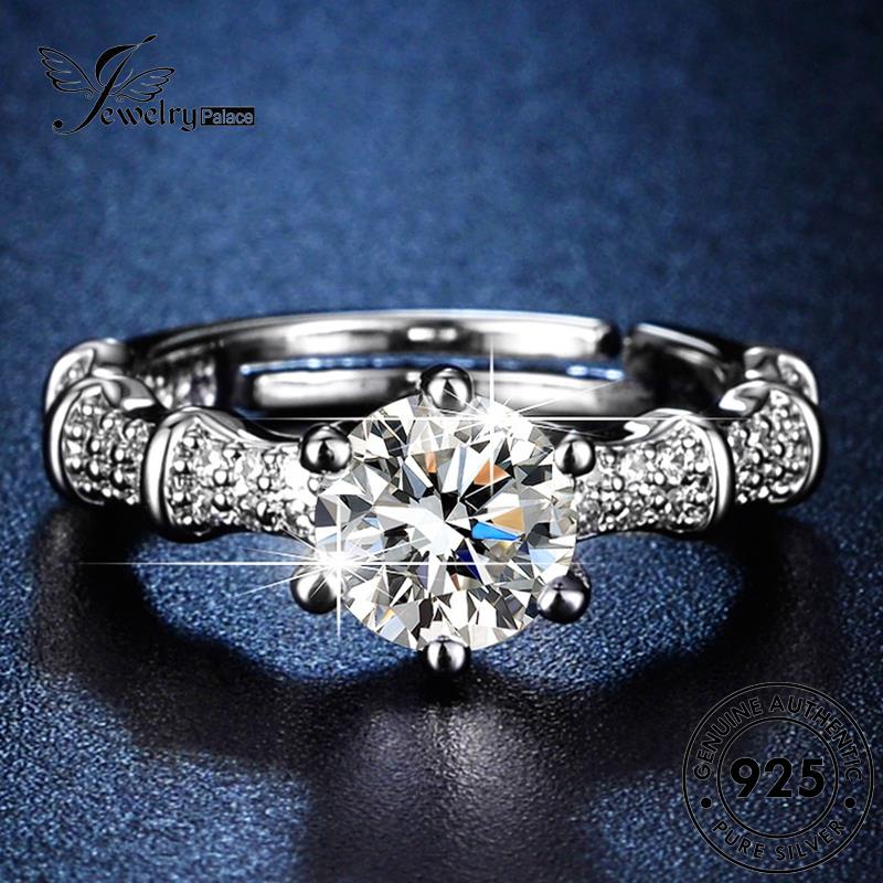 Jewelrypalace925 Enam Cincin Perak Moissanite Temperamen Berlian Cakar Wanita Asli R157