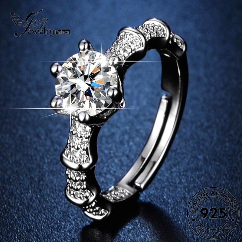 Jewelrypalace925 Enam Cincin Perak Moissanite Temperamen Berlian Cakar Wanita Asli R157