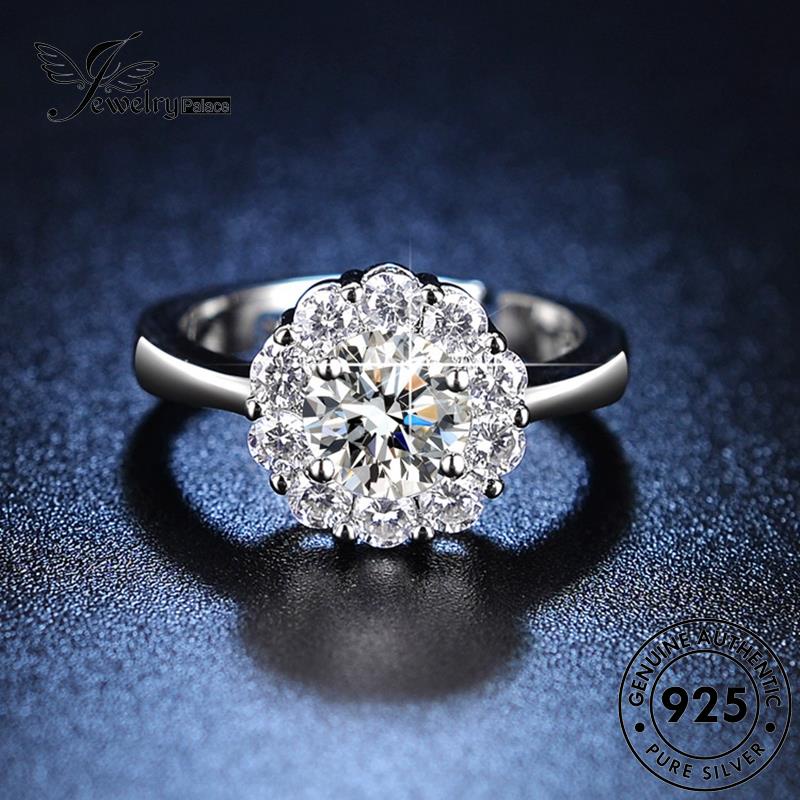 Perhiasantempat Wanita Bunga Mewah925 Perak Asli Cincin Moissanite Berlian R406