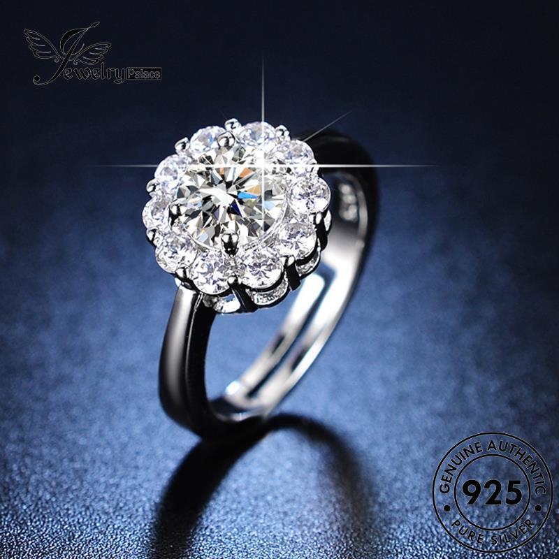 Perhiasantempat Wanita Bunga Mewah925 Perak Asli Cincin Moissanite Berlian R406