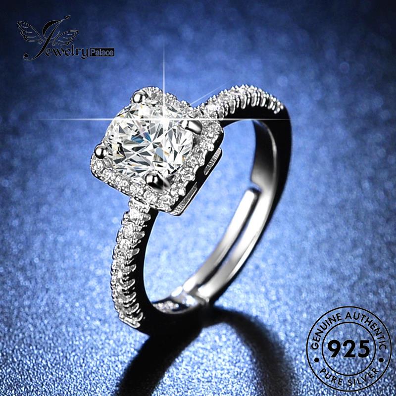 Jewelrypalace Asli Berlian Wanita Square Simple Moissanite Cincin Perak925 R413