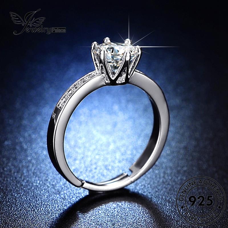 Jewelrypalace Cincin Berlian Perak Klasik Cakar Enam Moissanite Wanita Asli925 R424