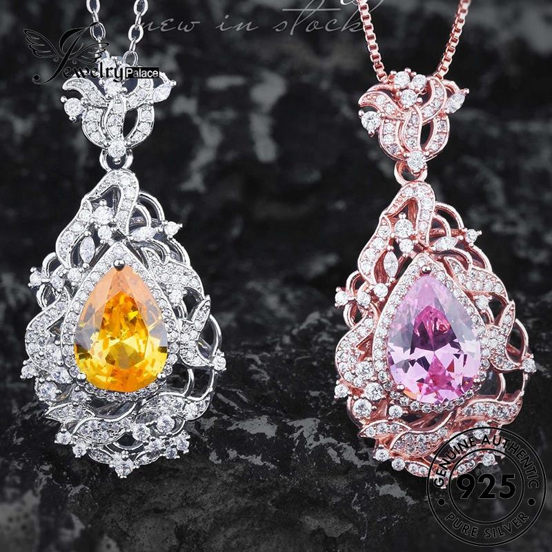 Jewelrypalace Silver Citrine Asli925 Kalung Wanita Mewah Renda N1606