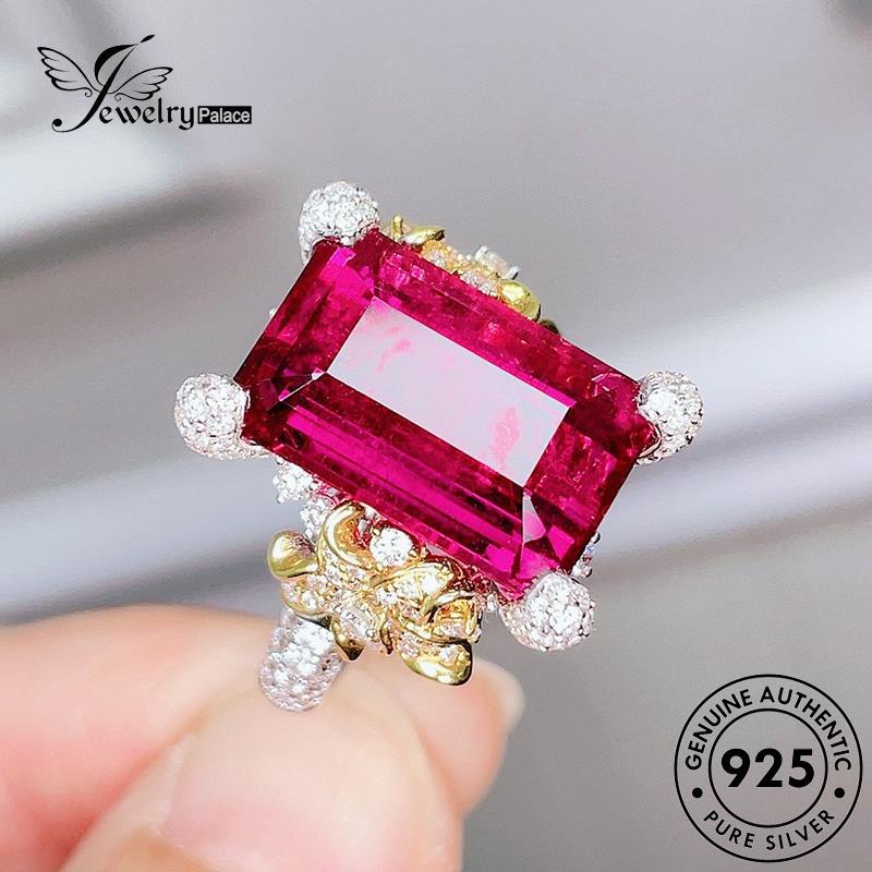 JEWELRYPALACE Original Cincin Perhiasan Silver Aksesori 925 Nikah Pink Wanita Murni Diamond Camellia Kawin korea Silver Asli Sterling Perak Crystal R2596