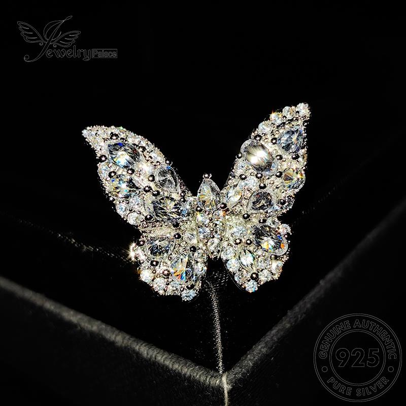 JEWELRYPALACE Silver Kawin Cincin Silver Perhiasan Aksesori Nikah 925 Murni Sweet Diamond Perak Moissanite Original Wanita Asli Butterfly korea Sterling R2604