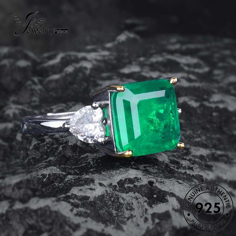 JEWELRYPALACE Emerald Asli Silver Princess Original Silver Cincin 925 Perak Sterling Simple korea Nikah Perhiasan Kawin Aksesori Wanita Murni R2605