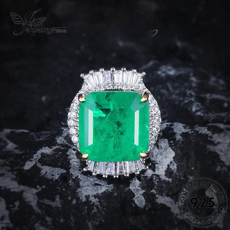 JEWELRYPALACE Silver Kawin Cincin korea Perhiasan Sterling Murni Aksesori Wanita Nikah Silver Asli 925 Perak Original Emerald R2581