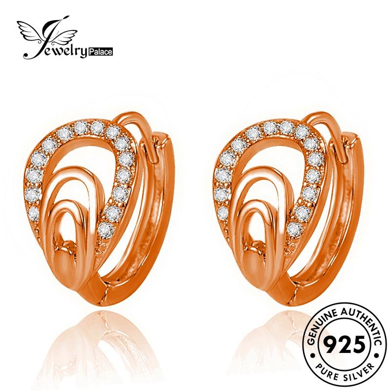 Jewelrypalace Anting Perak Cangkang Berlian Bentuk925Emas Moissanite Hoop Asli Wanita E743