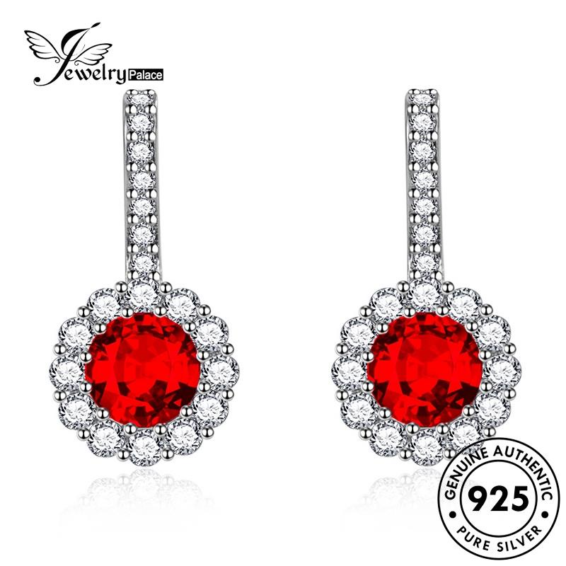 Jewelrypalace Stud925 Asli Anting Perak Bulat Safir Wanita E751