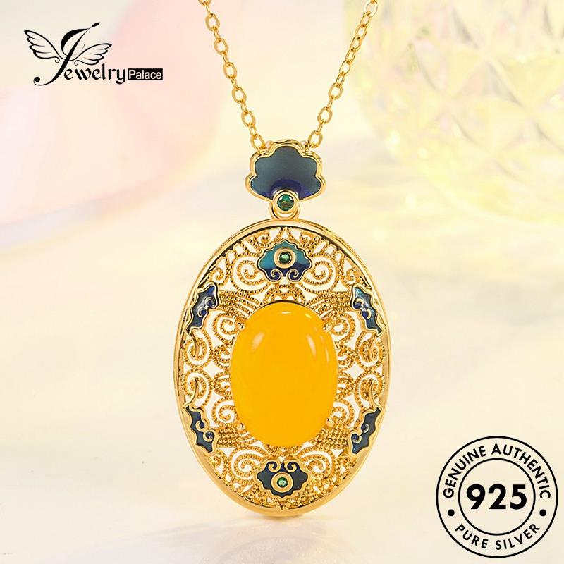 Jewelrypalace Giok925 Wanita Kalung Bulat Kuning Perak Asli N1095