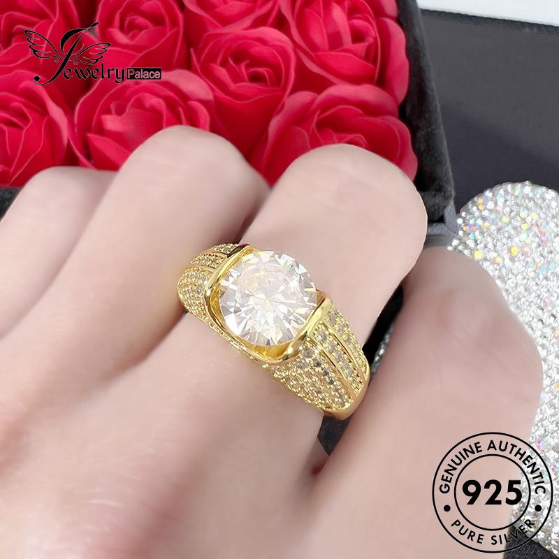 Jewelrypalace Moissanite925 Berlian Mewah Wanita Cincin Asli Silver Gold R1702