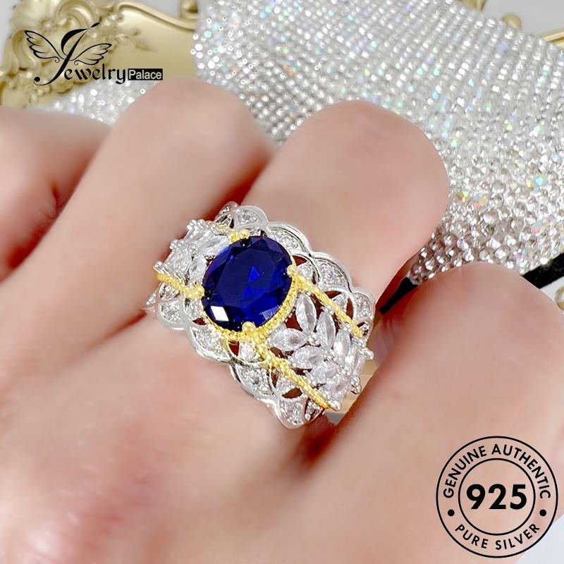 Tempat Perhiasan925 Cincin Wanita Hollow Perak Asli Motif Zamrud R1745