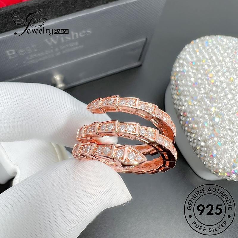 Perhiasantempat Cincin Berlian Perak Asli Moissanite Wanita Serpentine925Emas R1757