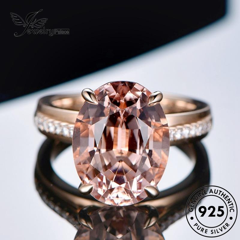 Jewelrypalace Cincin Wanita Oval Asli Emas Simple Perak925 Kristal R1772
