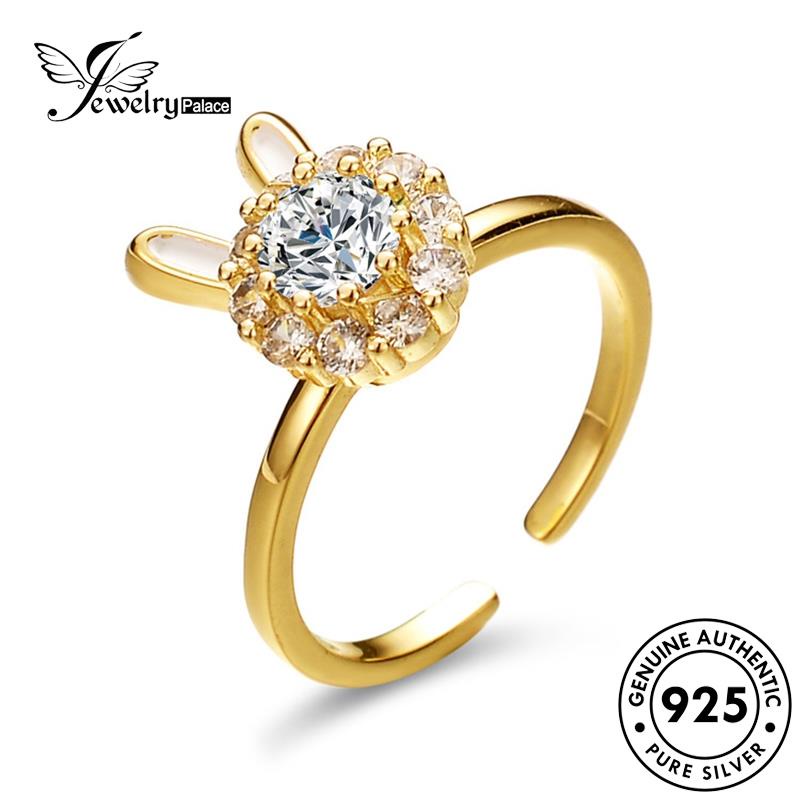 Jewelrypalace Cincin Berlian Perak Moissanite Lucu Kelinci Emas Asli Wanita925 R445