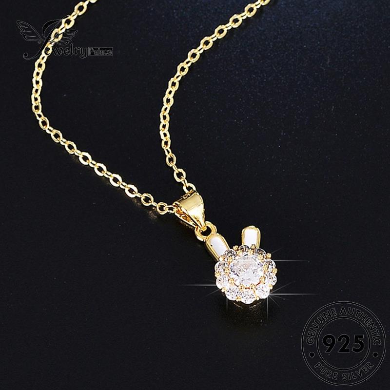Jewelrypalace Perak Fashion Emas Asli Wanita Bunny Moissanite Kalung Berlian925 N114