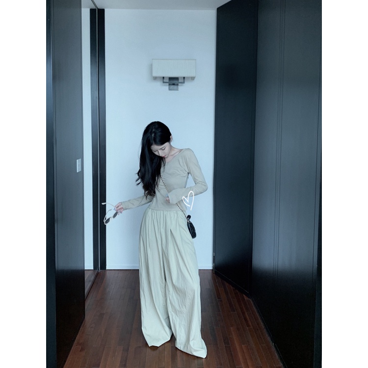 Red Korea V-Leher Bahu Depan T-shirt Wanita Musim Panas Baru Retro Dalam Membangun Slim Pendek Lengan Panjang Tipis Kemeja top