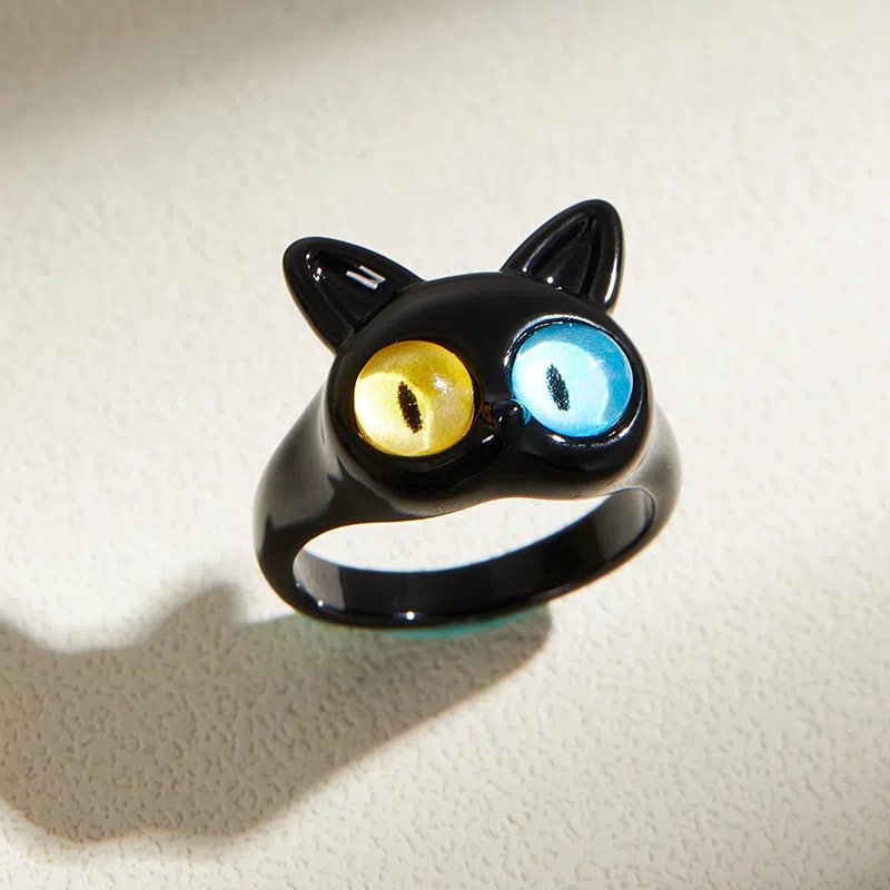 Lucu Hijau Monster Cincin Untuk Wanita Fashion Manis Dua Warna Mata Kucing Terbuka Pasangan Cincin Pernikahan Jari Aksesoris2023 Baru Perhiasan