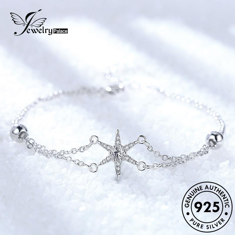 Jewelrypalace Hexagram Gelang Berlian Asli Moissanite Wanita Kepribadian Perak925 B111