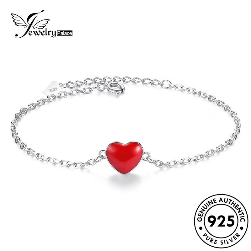 Jewelrypalace Asli Wanita925 Gelang Perak Hati Fashionable Merah B112