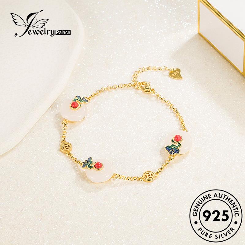 Jewelrypalace Gelang Emas Asli925 Enamel Giok Perak Wanita B220