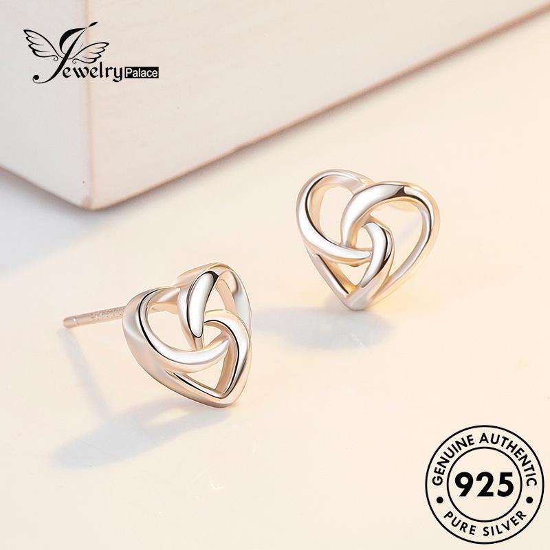 Jewelrypalace925 Anting Love Tusuk Wanita Perak Asli Simple E44