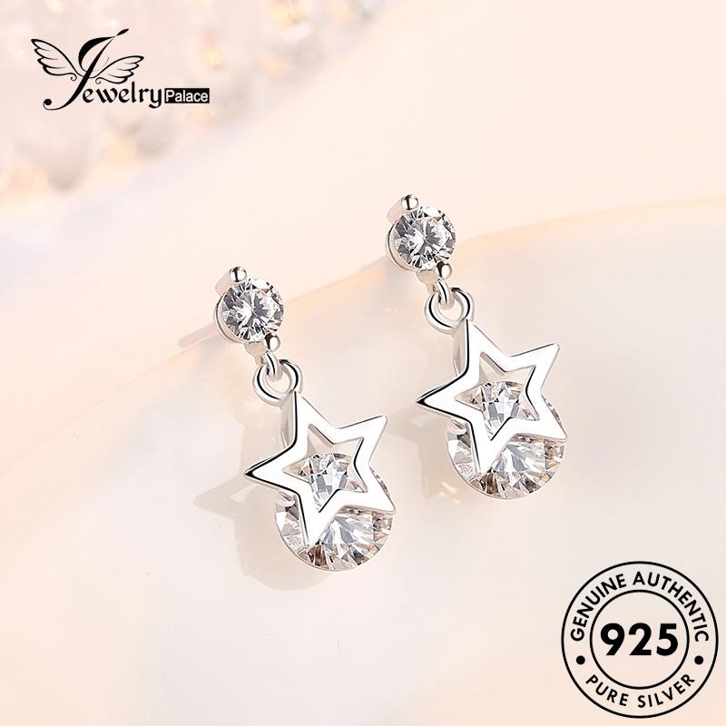 Jewelrypalace Star Moissanite Anting Perak Asli925 Berlian Berujung Lima Stud Fashion Wanita E66