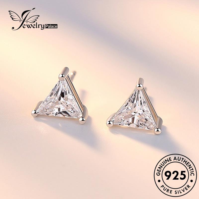 Jewelrypalace925wanita Kepribadian Segitiga Anting Perak Asli Berlian Moissanite Stud E100