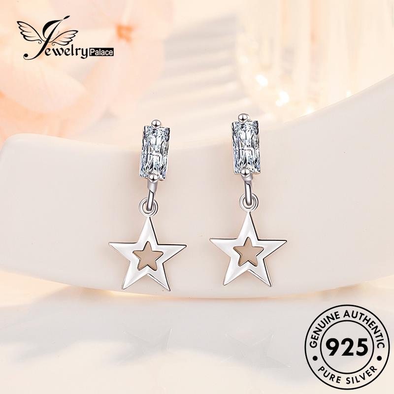 Perhiasantempat Wanita Berujung Lima Anting Perak Stud Berlian Moissanite925 Asli Temperamen Bintang E102