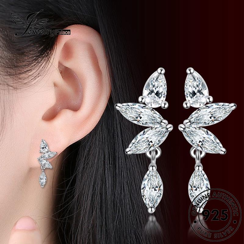 Jewelrypalace Asli Stud925 Perak Berlian Temperamen Wanita Anting Bentuk Moissanite Drop E187