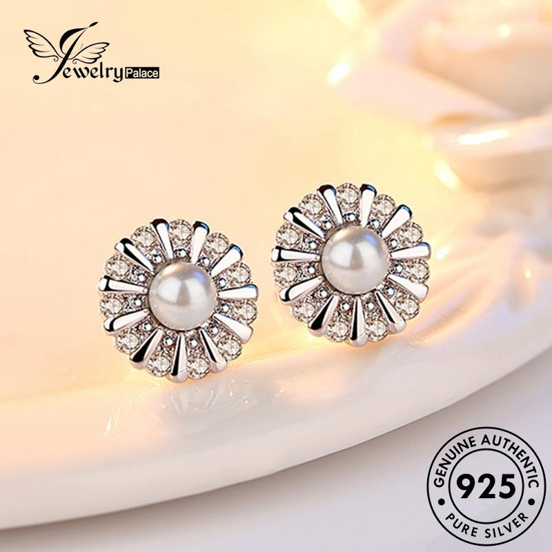 Jewelrypalace Perak Bunga Matahari Mutiara925 Anting Pribadi Asli Wanita Stud E229