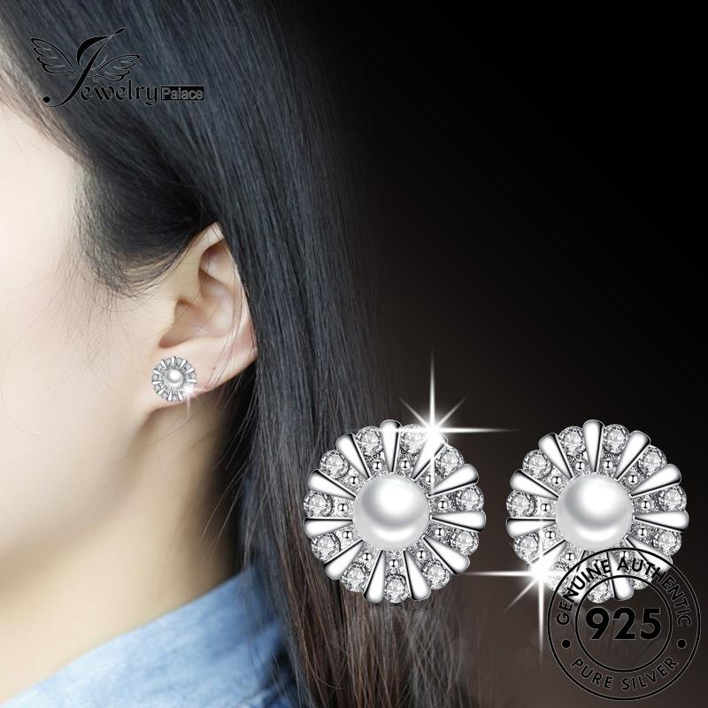 Jewelrypalace Perak Bunga Matahari Mutiara925 Anting Pribadi Asli Wanita Stud E229