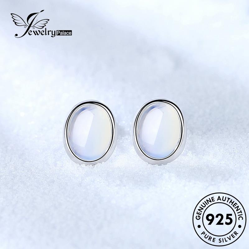 Jewelrypalace Moonstone Oval Temperamen Asli Wanita Anting Stud Perak925 E252