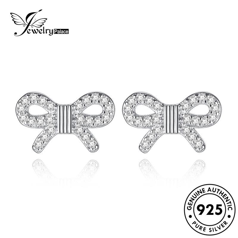 Jewelrypalace Moissanite Anting925 Asli Berlian Perak Busur Temperamen Stud Wanita E334