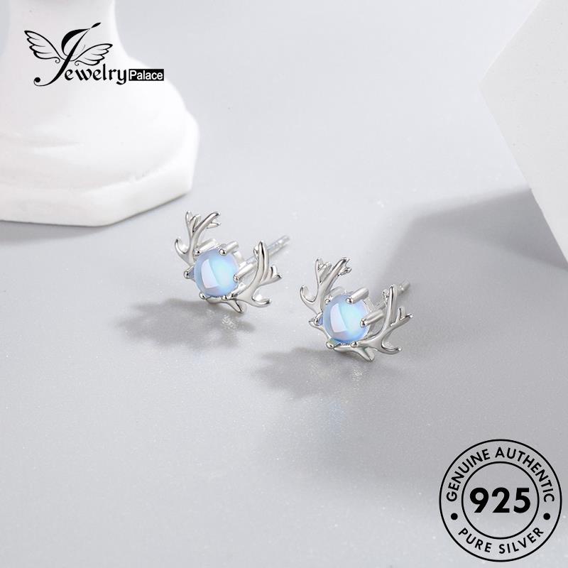 Jewelrypalace Wanita Kepribadian Asli Perak Moonstone925 Elk Stud Earrings E313