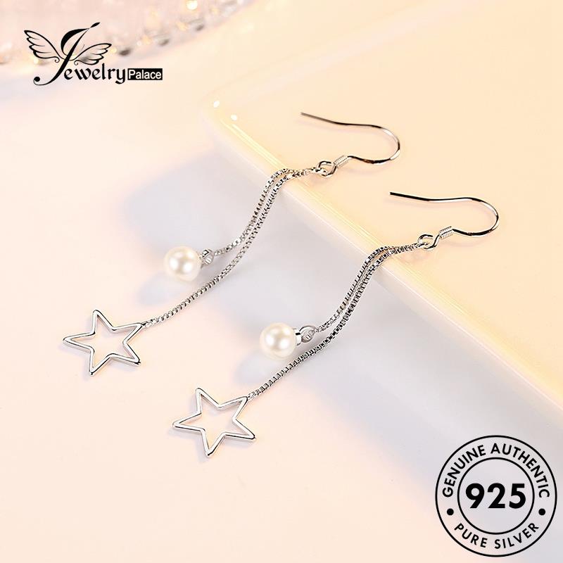 Jewelrypalace Perak Berujung Lima Anting Kait Wanita Temperamen Asli Bintang925Mutiara E453