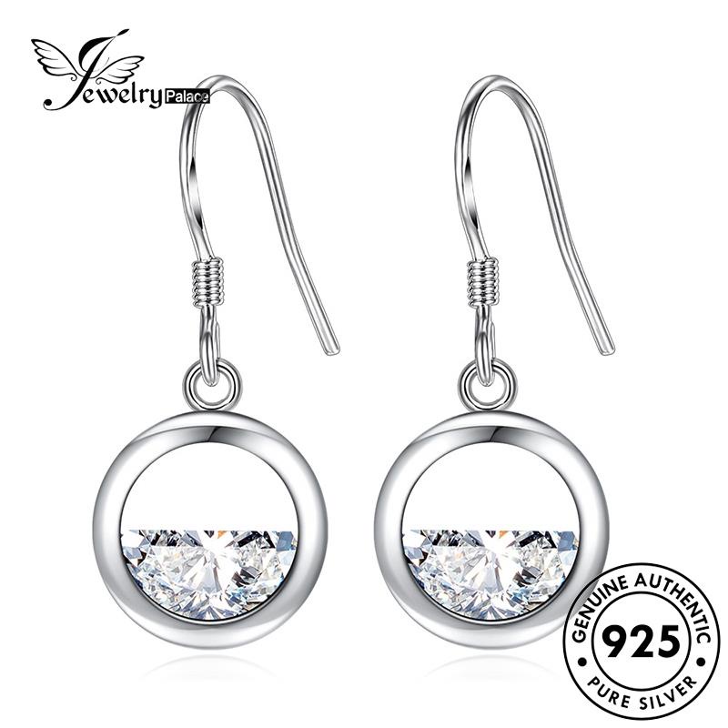 Jewelrypalace Hook Wanita Manis Setengah Lingkaran Anting Berlian Asli Moissanite925 Perak E537