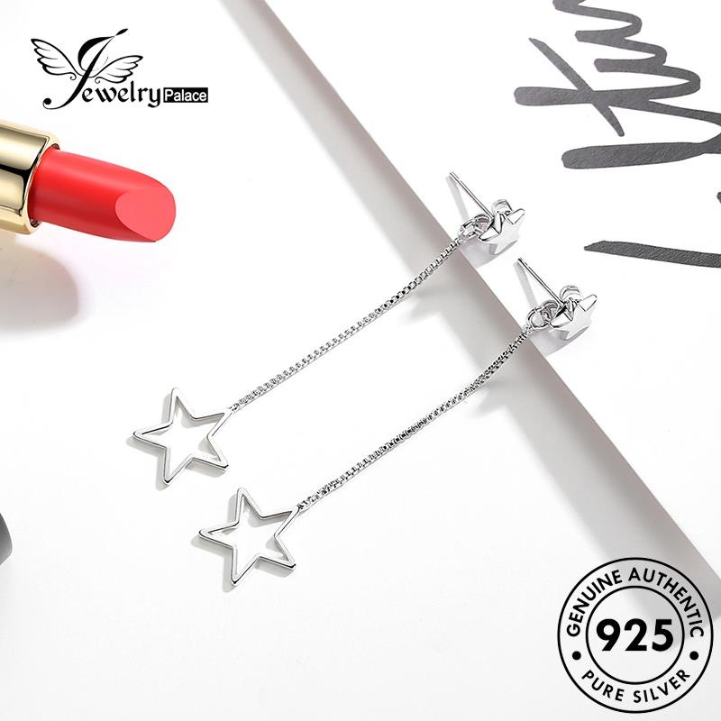 Perhiasantempat Wanita Stud Perak Asli Pentagram Anting Manis925 E554