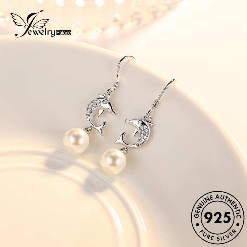 Jewelrypalace Perak Dolphin Wanita925Mutiara Kepribadian Anting Kait Asli E566