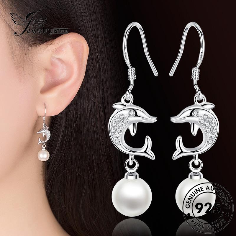 Jewelrypalace Perak Dolphin Wanita925Mutiara Kepribadian Anting Kait Asli E566